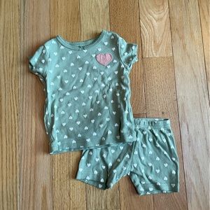 12 month Green Carters Heart Print Pajama Set with Shorts